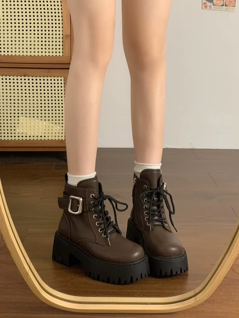 High Heels Women Ankle Boots Platform Chunky Leather Shoes Woman New 2025 Winter Trend Fashion Designer Cozy Snow Botas De Mujer