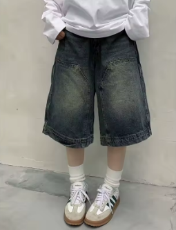 Fashion Harajuku Vintage High Waist 2000S Blue Denim Shorts Women's Casual Loose Fit Y2K Punk Streetwear Style Baggy Shorts