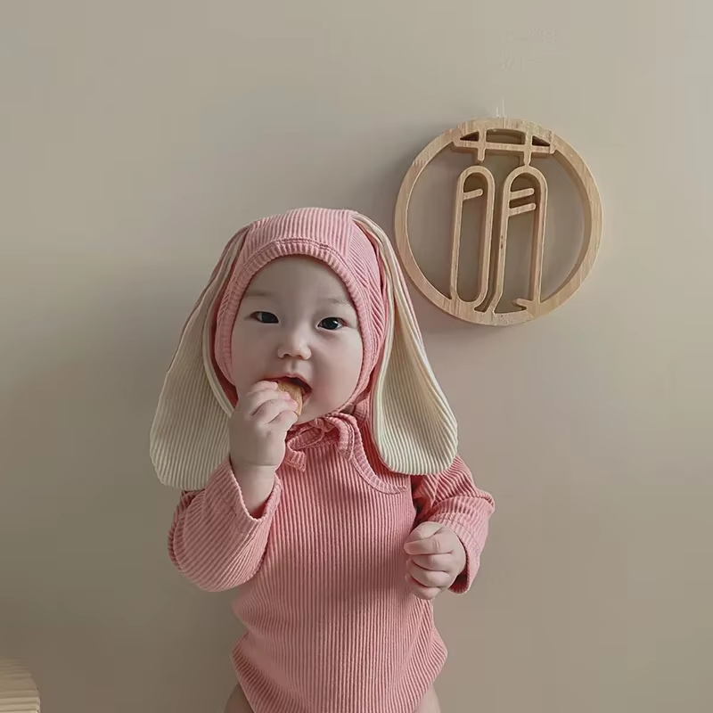 Newborn Baby Rabbit Romper Sets Easter Clothes Cute Bunny Costume 3PCS Hat+Jumpsuit+Socks Solid Bodysuit 0-24M Baby Girl Outfits
