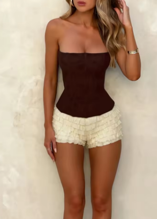 Weird Puss Multi-Layered Ruffles Shorts Women Y2K Chic Summer Trend Mesh Sweet Daily Skinny Basic Wild Street Midnight Bottoms